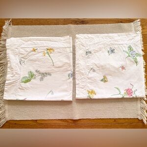 Yves Delorme Paris Marly Floral Euro Pillow Case Set Of 2 100% Cotton Rare